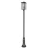 Z-Lite Aspen 3 Light Outdoor Post Mounted Fixture, Black And Clear Seedy 554PHXLR-518P-BK